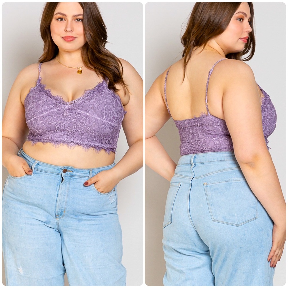 🆕 POL Empire Bodice Crochet Lace Crop Top - Bra - Irish Violet - NIB